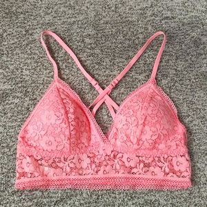 Xhilaration Pink Floral Lace Longline Bralette